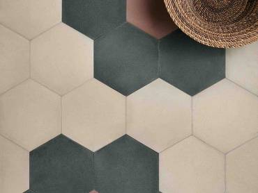 Hexagonal cement tiles